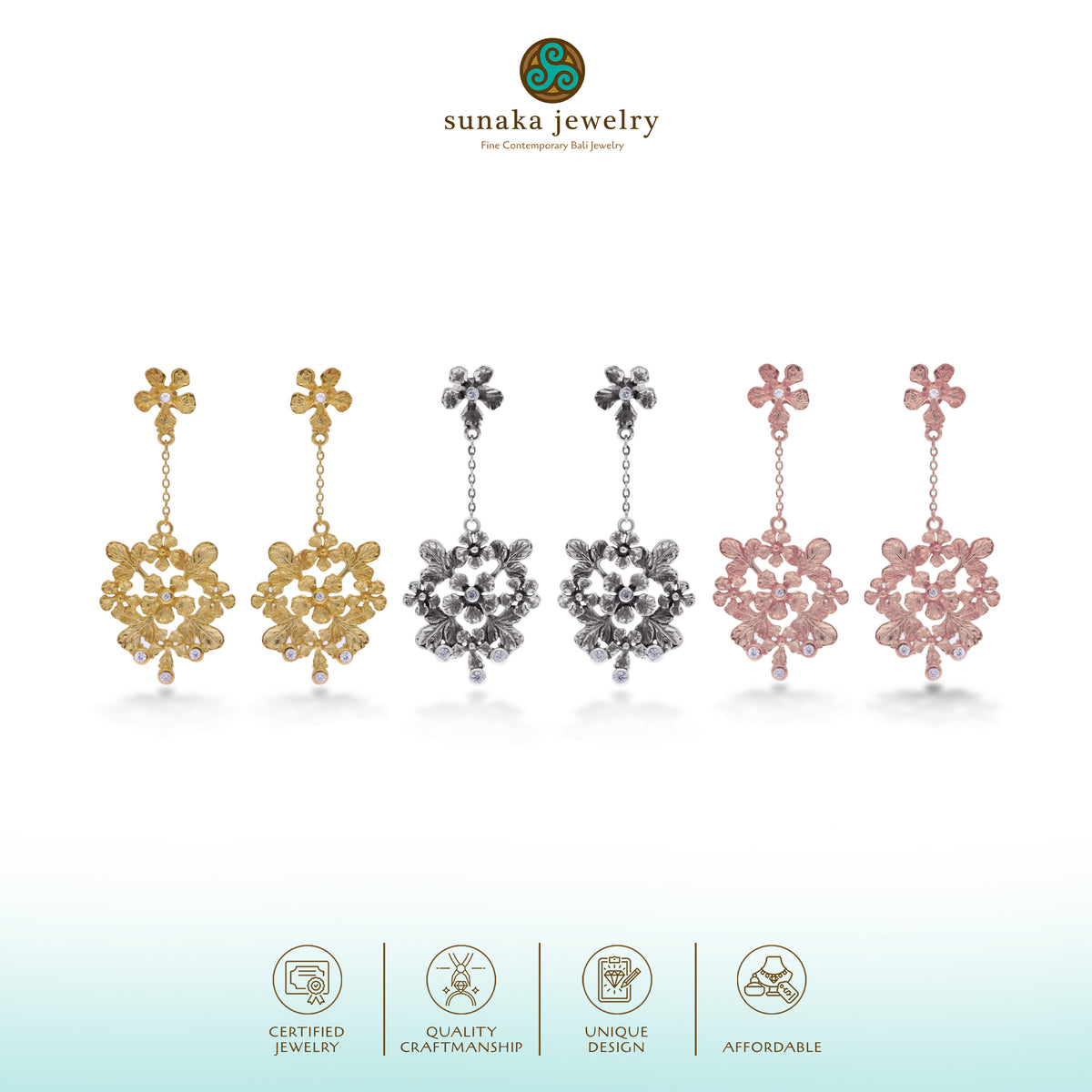 Anting Statment Perak 925 Koleksi Flamboyan
