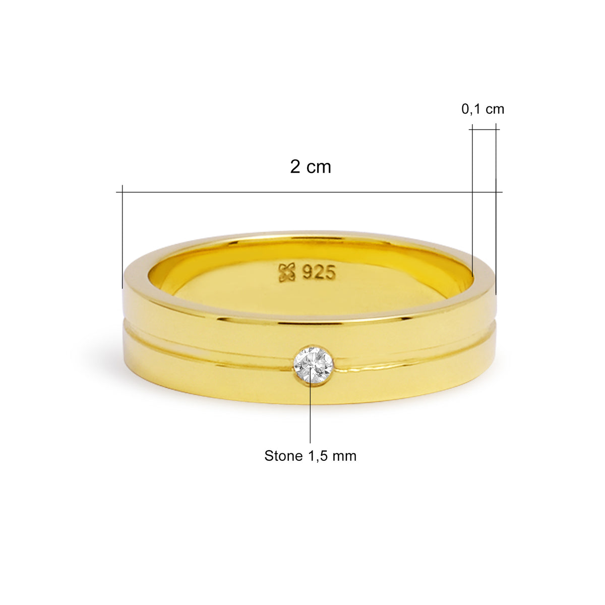 Cincin Couple Single Stone Accent Perak 925 Koleksi Amoria