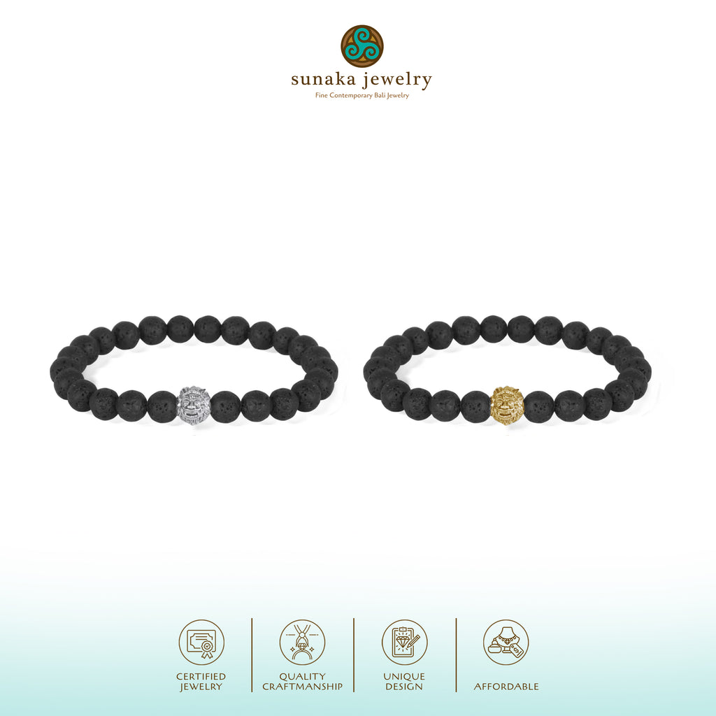 925 Sterling Silver Barong Lava Bead Oxidized Bracelet