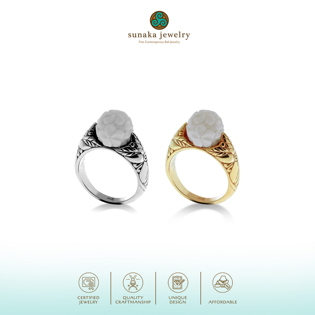 Small 925 Silver Cocktail Ring Japanese Collection