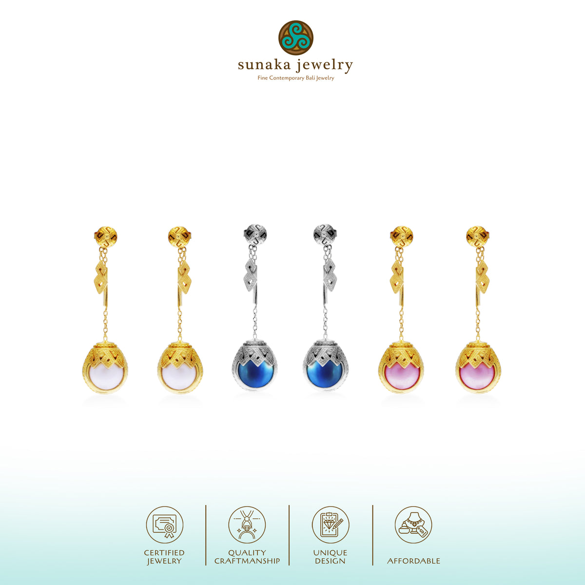 Anting Drop Perak 925 Koleksi Mutiara Mandalika