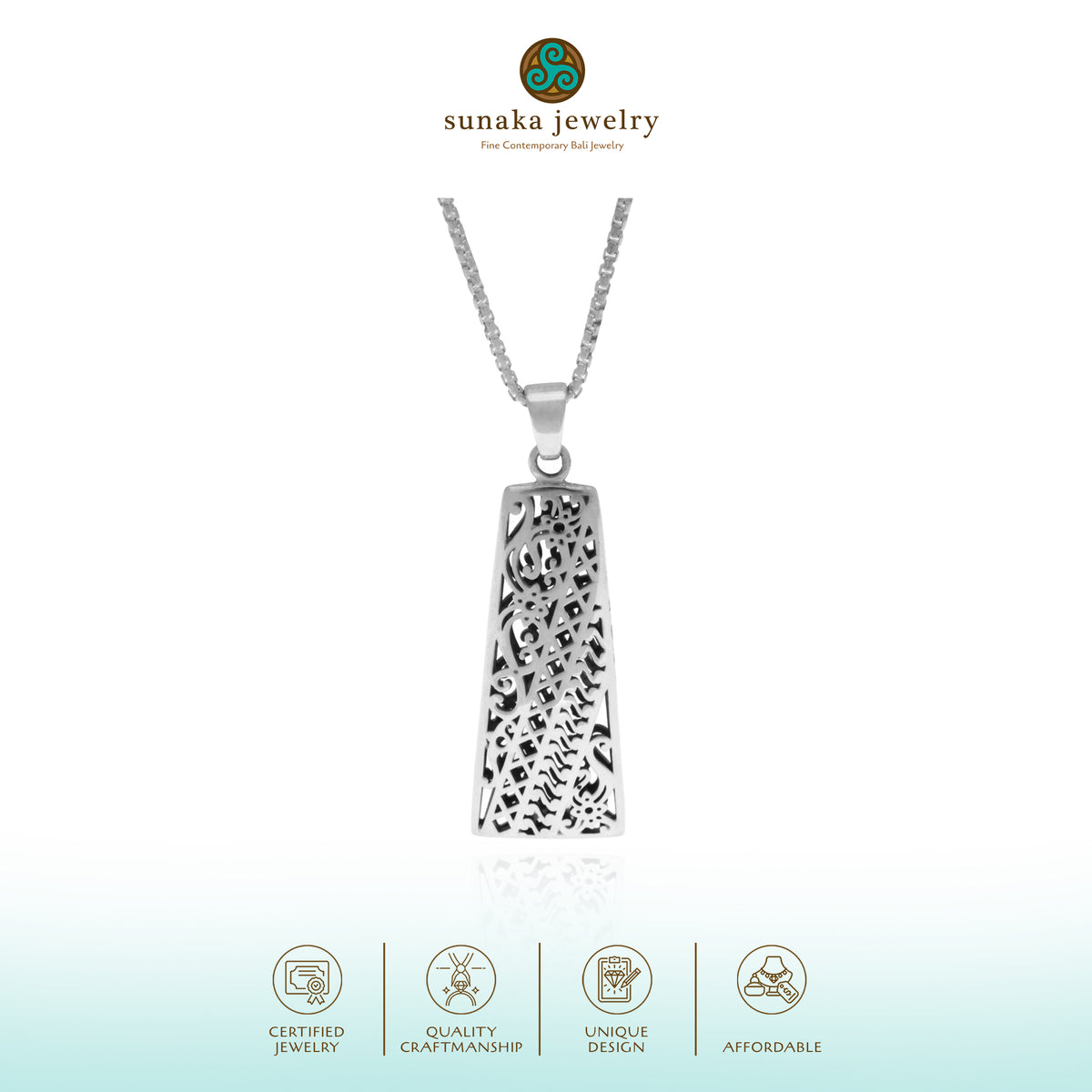 Bhinneka Collection Slim Silver 925 Pendant (Pendant Only).