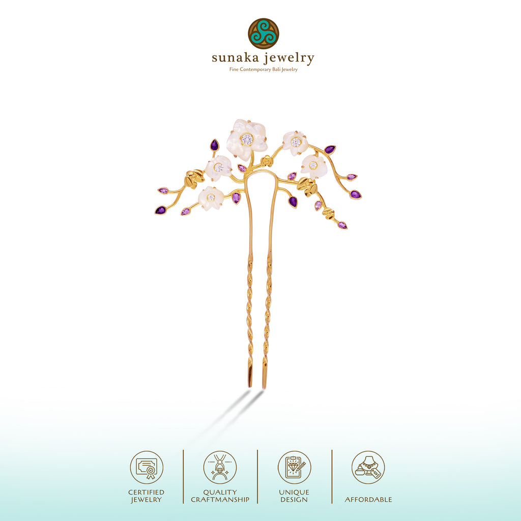925 Silver Small Needle Gold Plated Orchid Collection