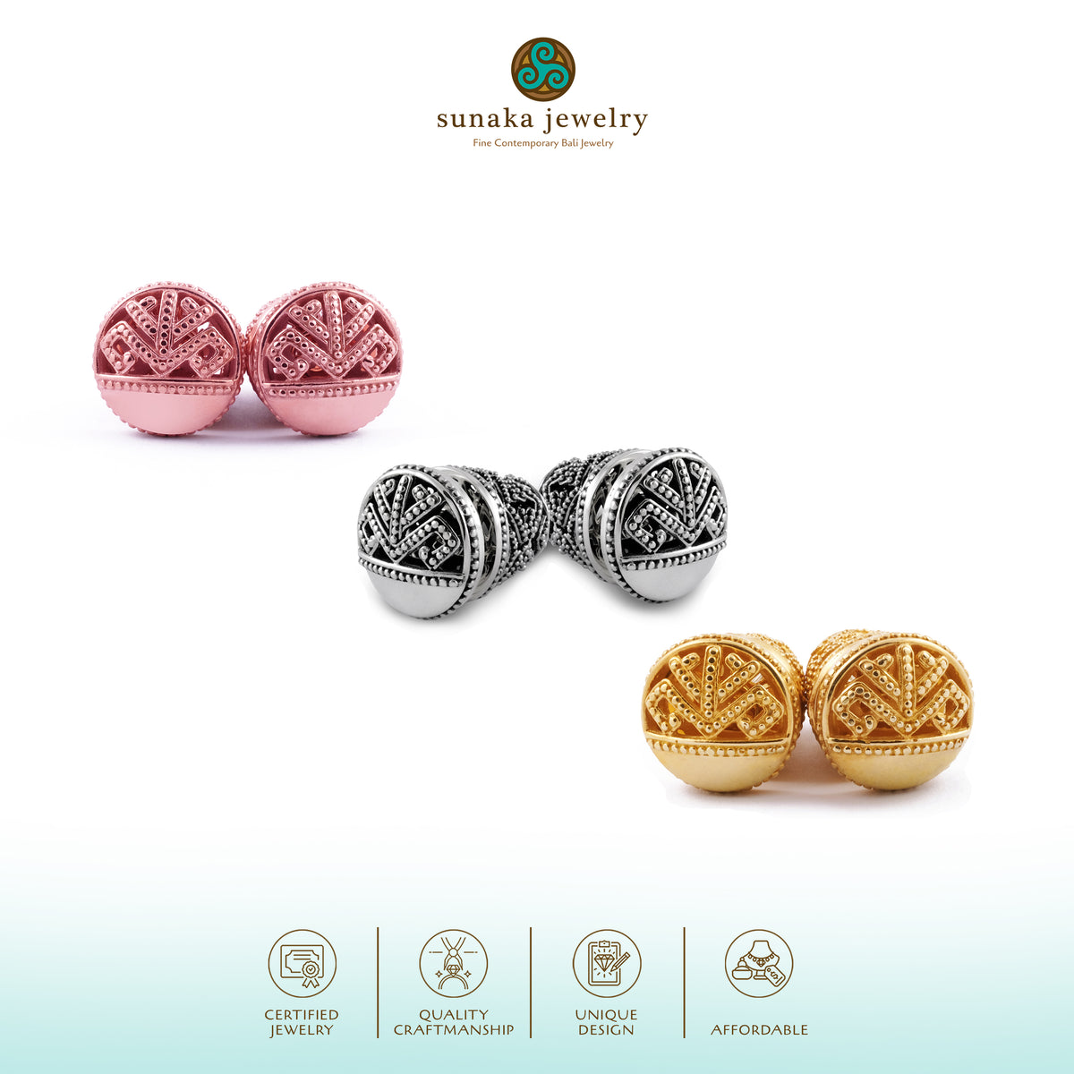 Anting Subeng Medium Perak 925 Koleksi Songket Bali