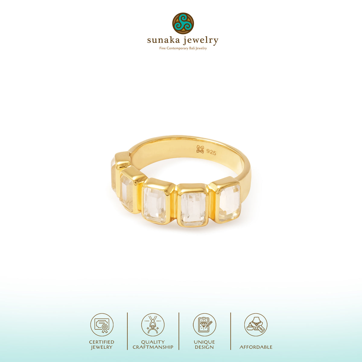 Cincin 5 Perak 925 Koleksi Brillo
