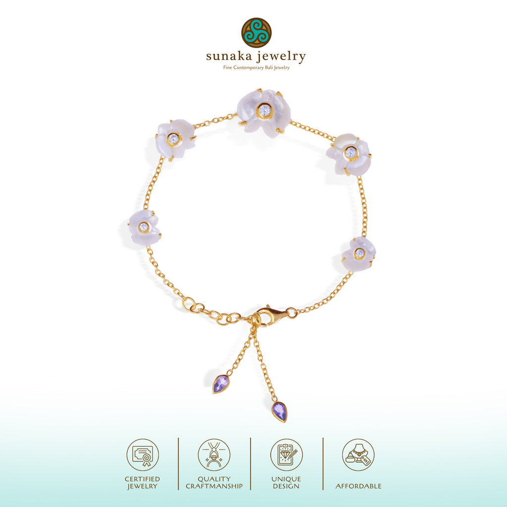 925 Silver Orchid Collection Gold Plated Bracelet