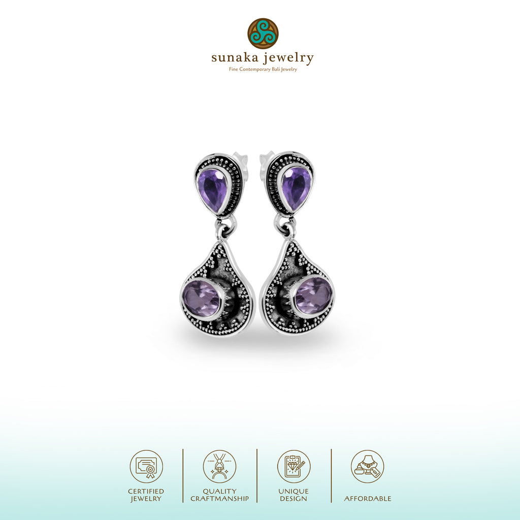 Stud Earrings With Gemstone in 925 Silver Jawan Gunung Collections/E.389