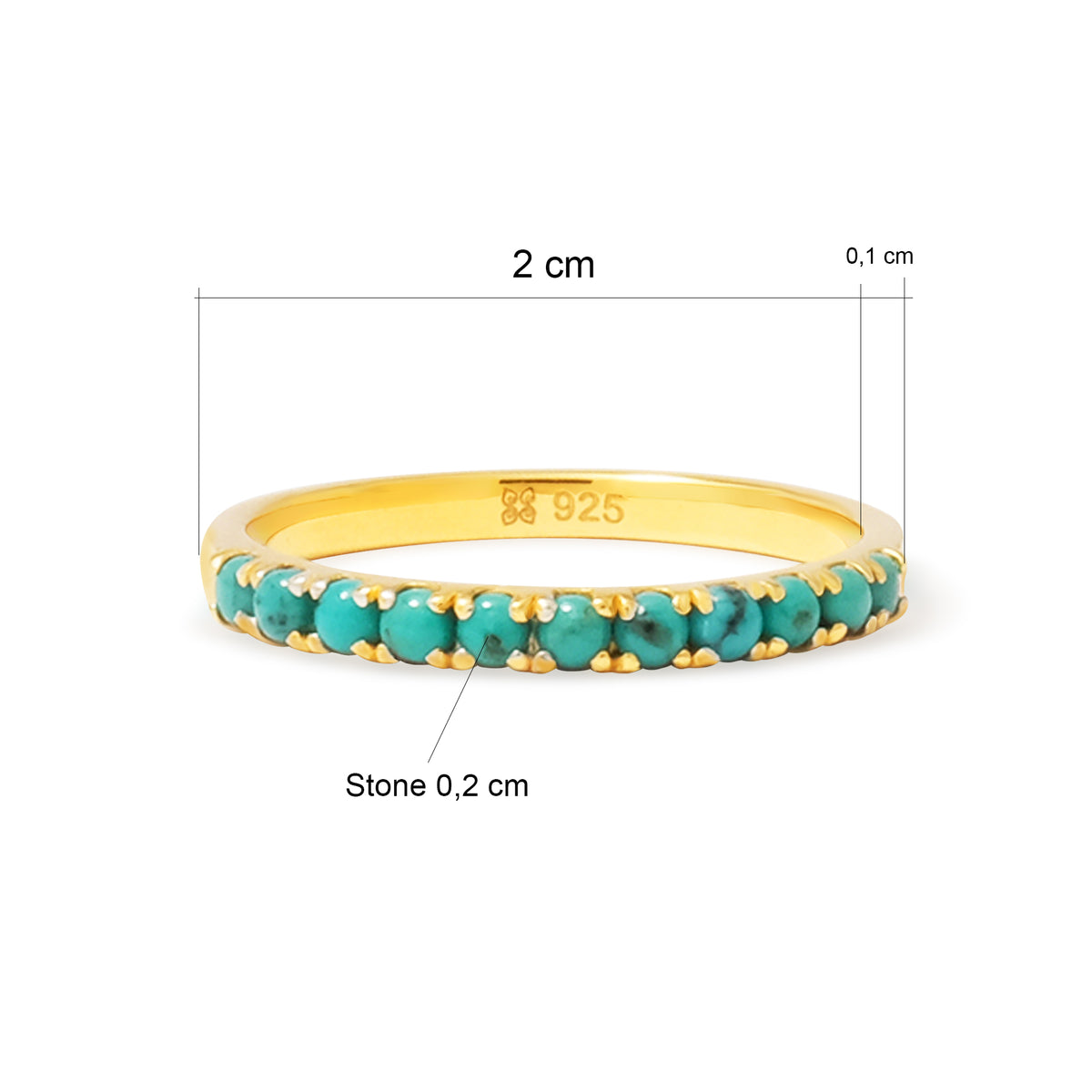 Cincin Half Tourquise Perak 925 Koleksi Azzura