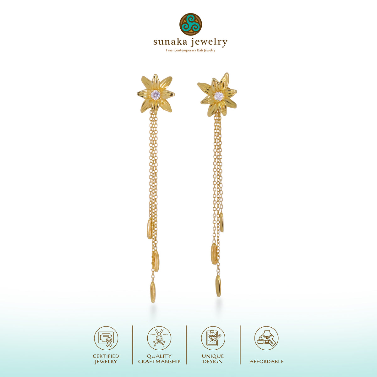 Anting Drop Kecil Perak 925 Koleksi Asoka Sterling Silver