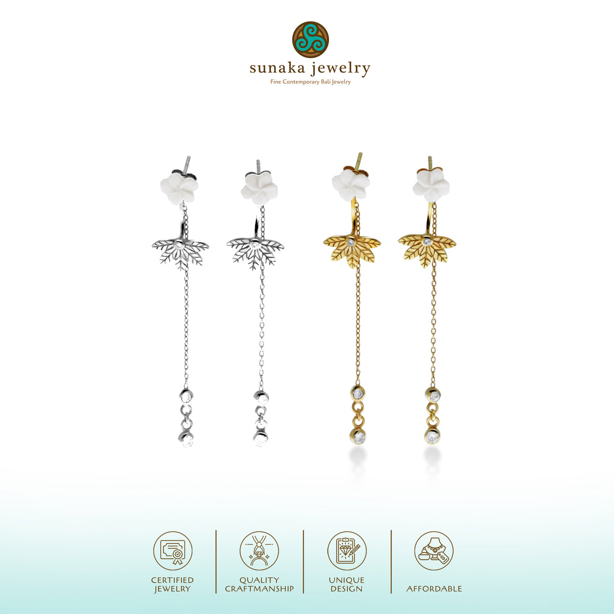 Japanese Multi-functional Earring Collection: Ear Jacket or Drop Chain Earrings