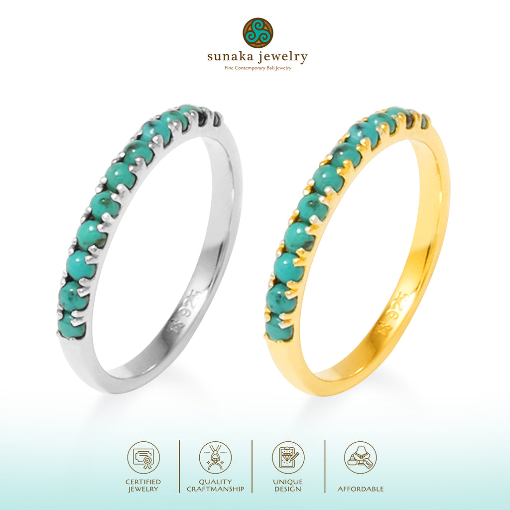Cincin Half Tourquise Perak 925 Koleksi Azzura