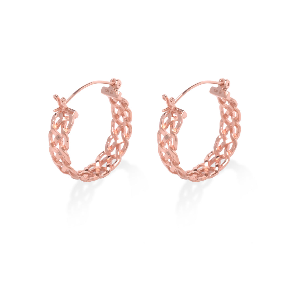 925 Silver Woven Rose Gold Plated Earrings Collection