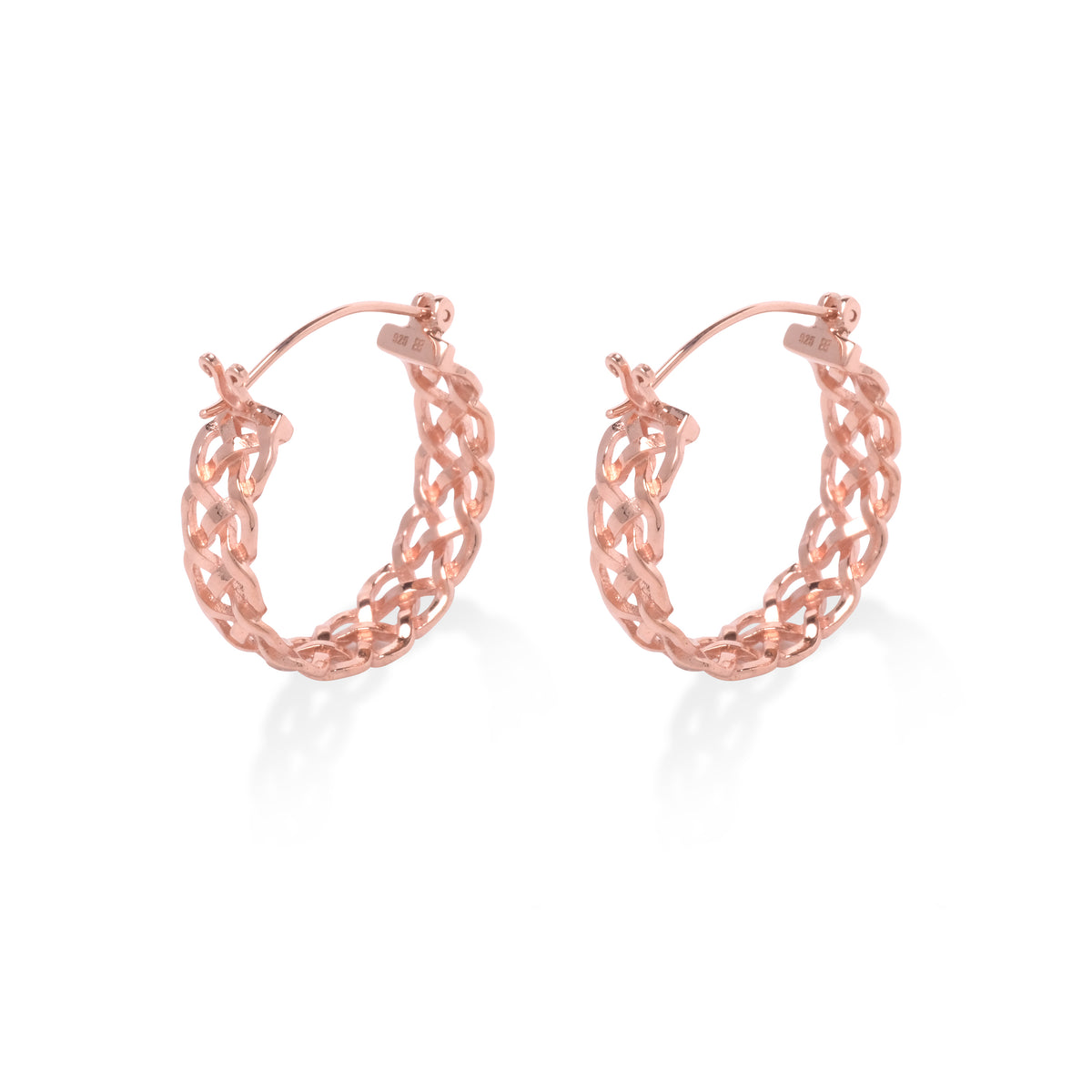 Anting Perak 925 Koleksi Woven Rose Gold Plated