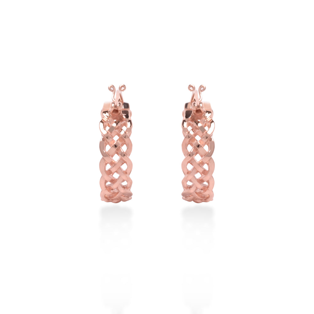 925 Silver Woven Rose Gold Plated Earrings Collection