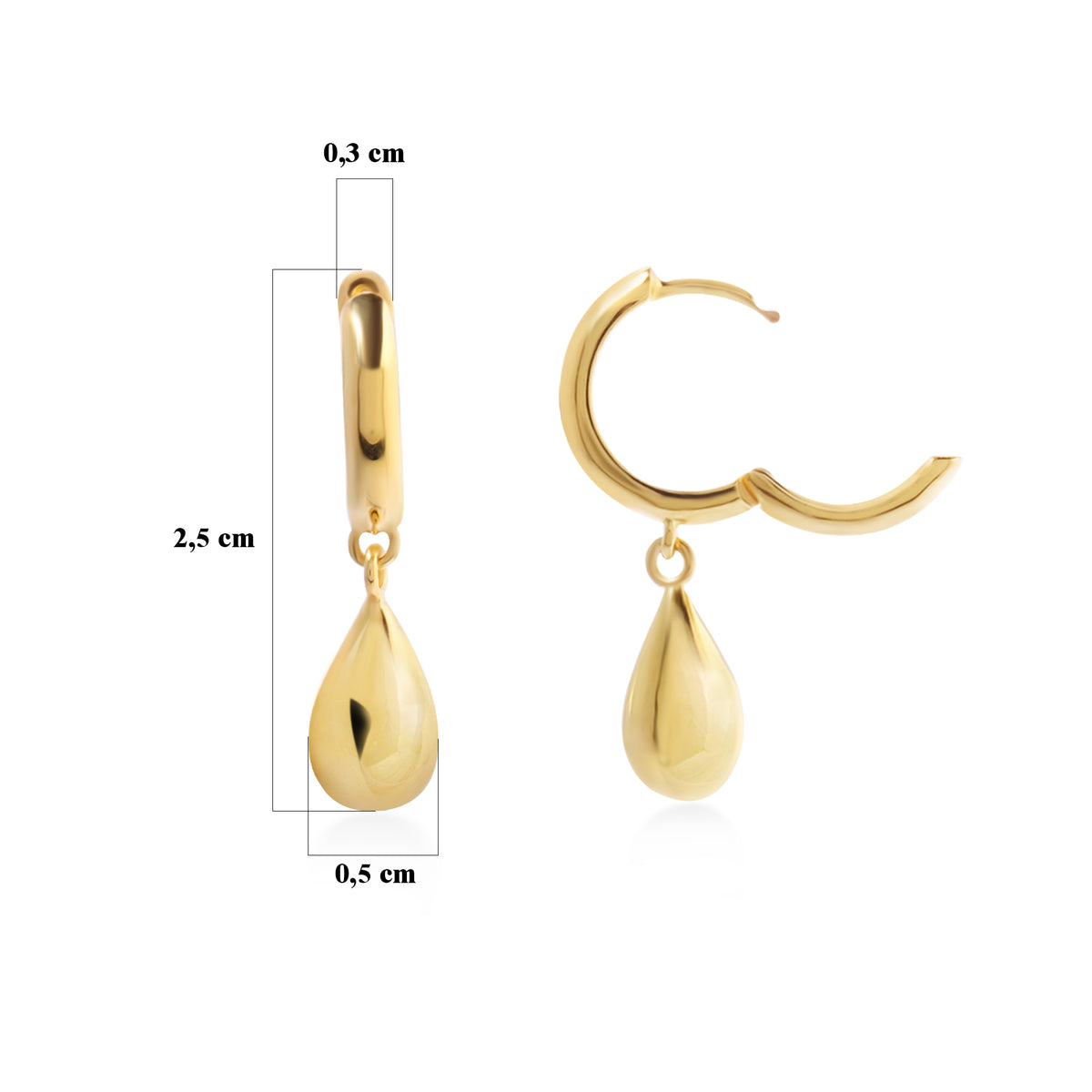 Elara Drop Collection Hoop Earrings 925 Sterling Silver Gold Plated