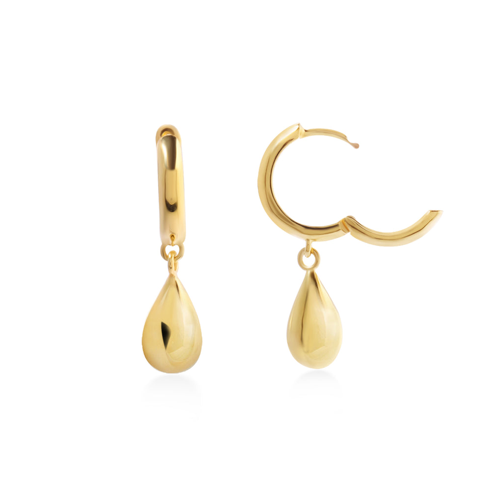 Elara Drop Collection Hoop Earrings 925 Sterling Silver Gold Plated