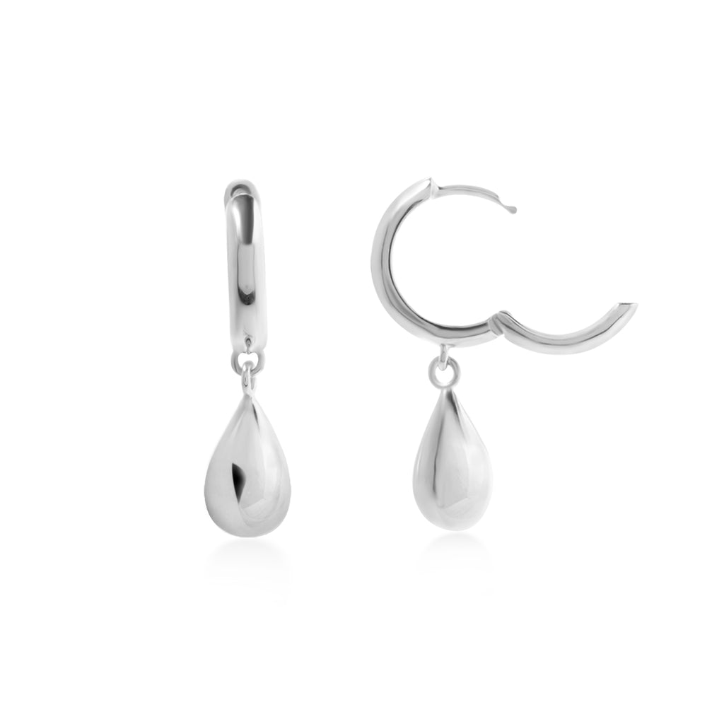 Elara Drop Hoop Sterling Silver 925 Earrings