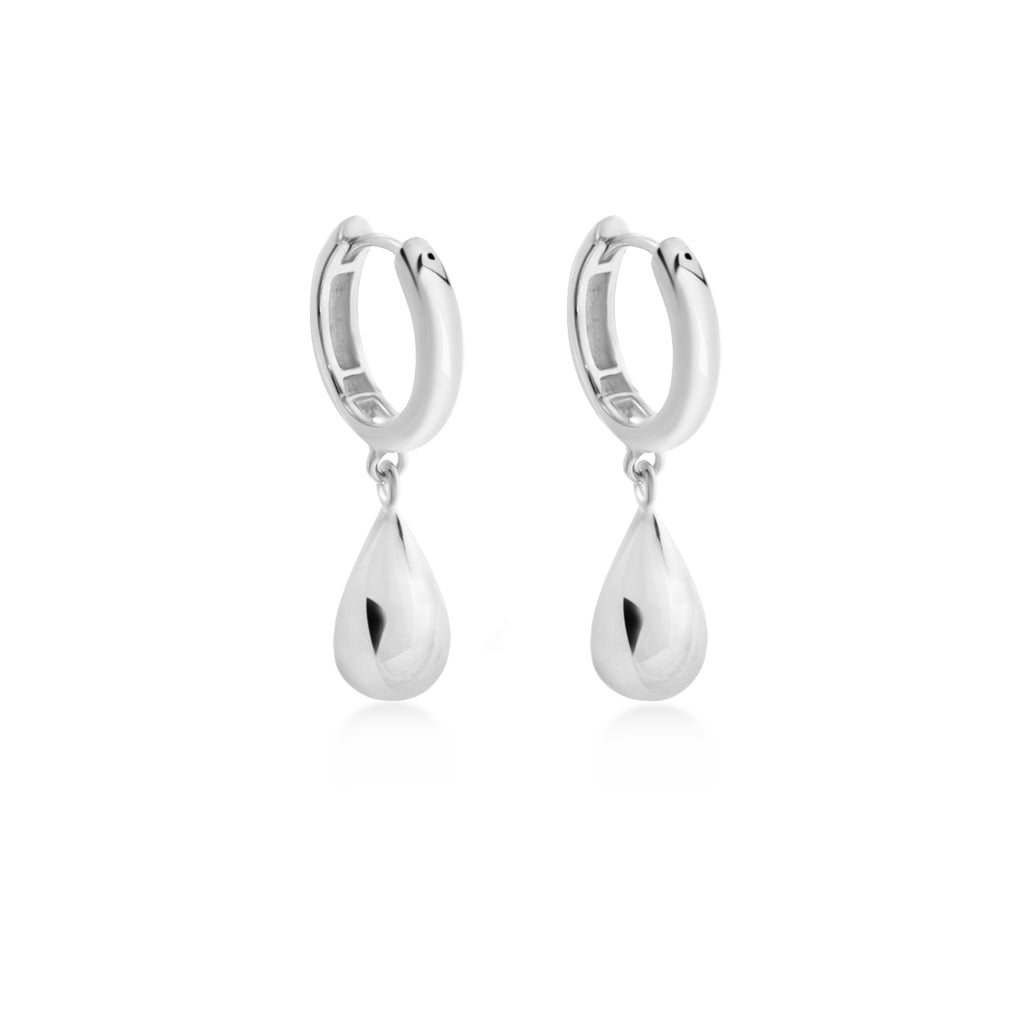 Elara Drop Hoop Sterling Silver 925 Earrings