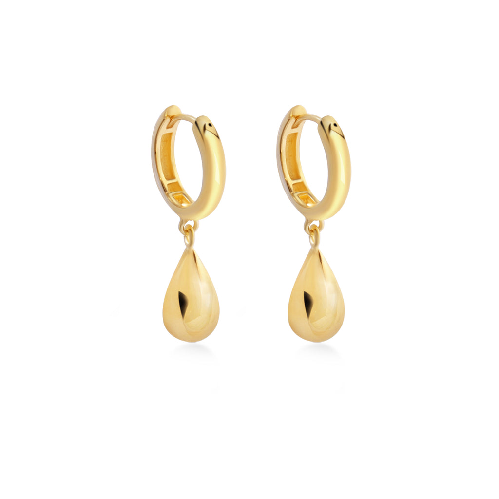 Elara Drop Collection Hoop Earrings 925 Sterling Silver Gold Plated