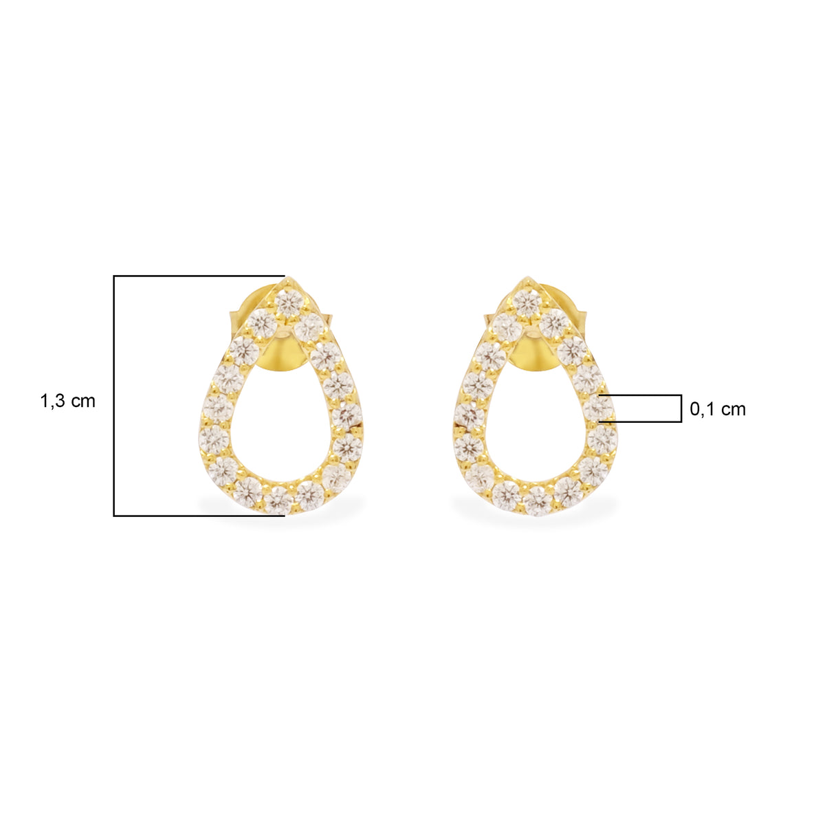 Anting Stud Koleksi Pears Sterling Silver 925 Gold Plated