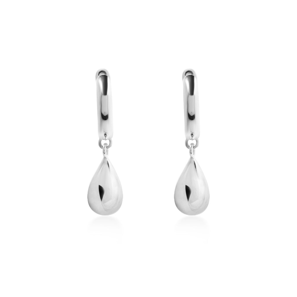 Elara Drop Hoop Sterling Silver 925 Earrings
