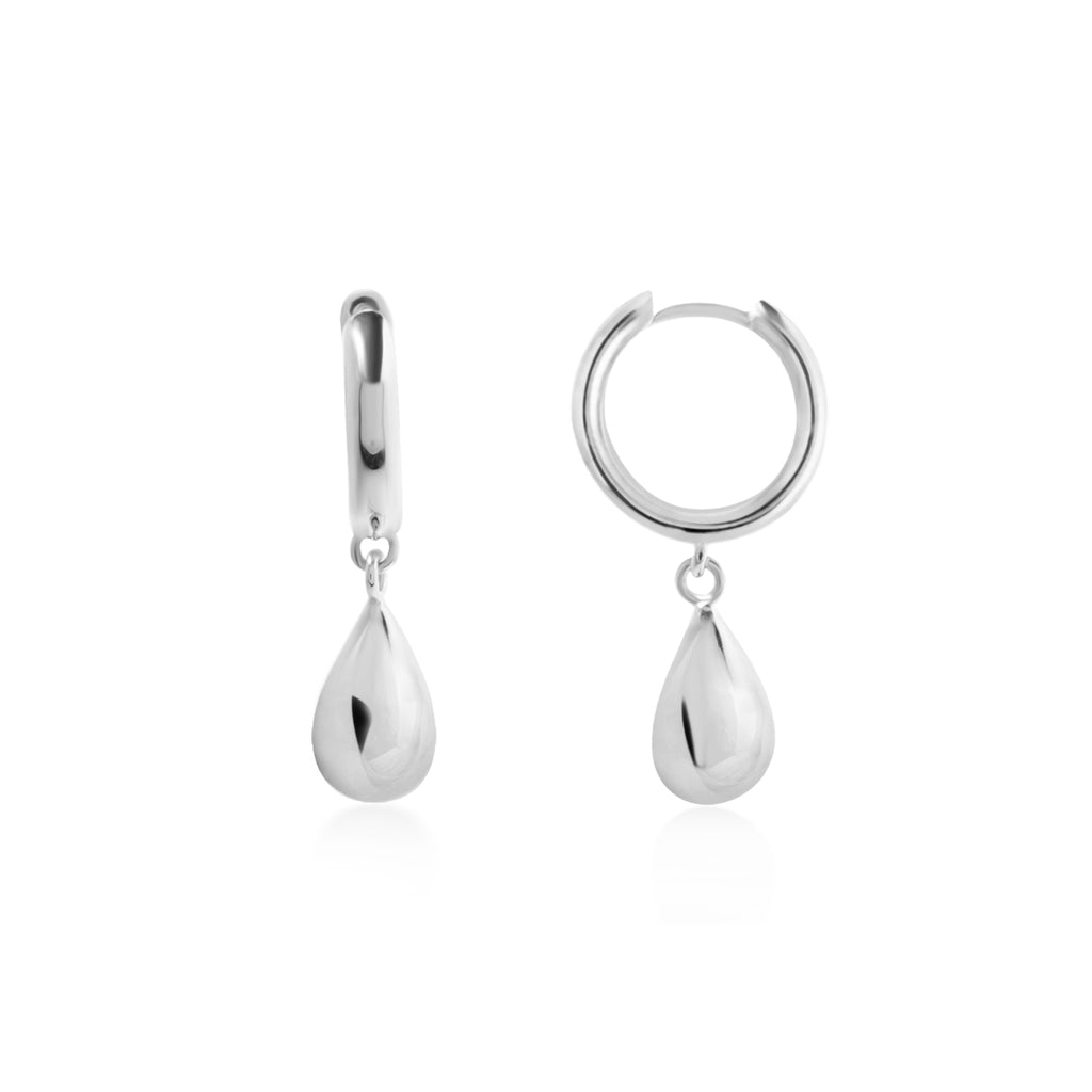 Elara Drop Hoop Sterling Silver 925 Earrings