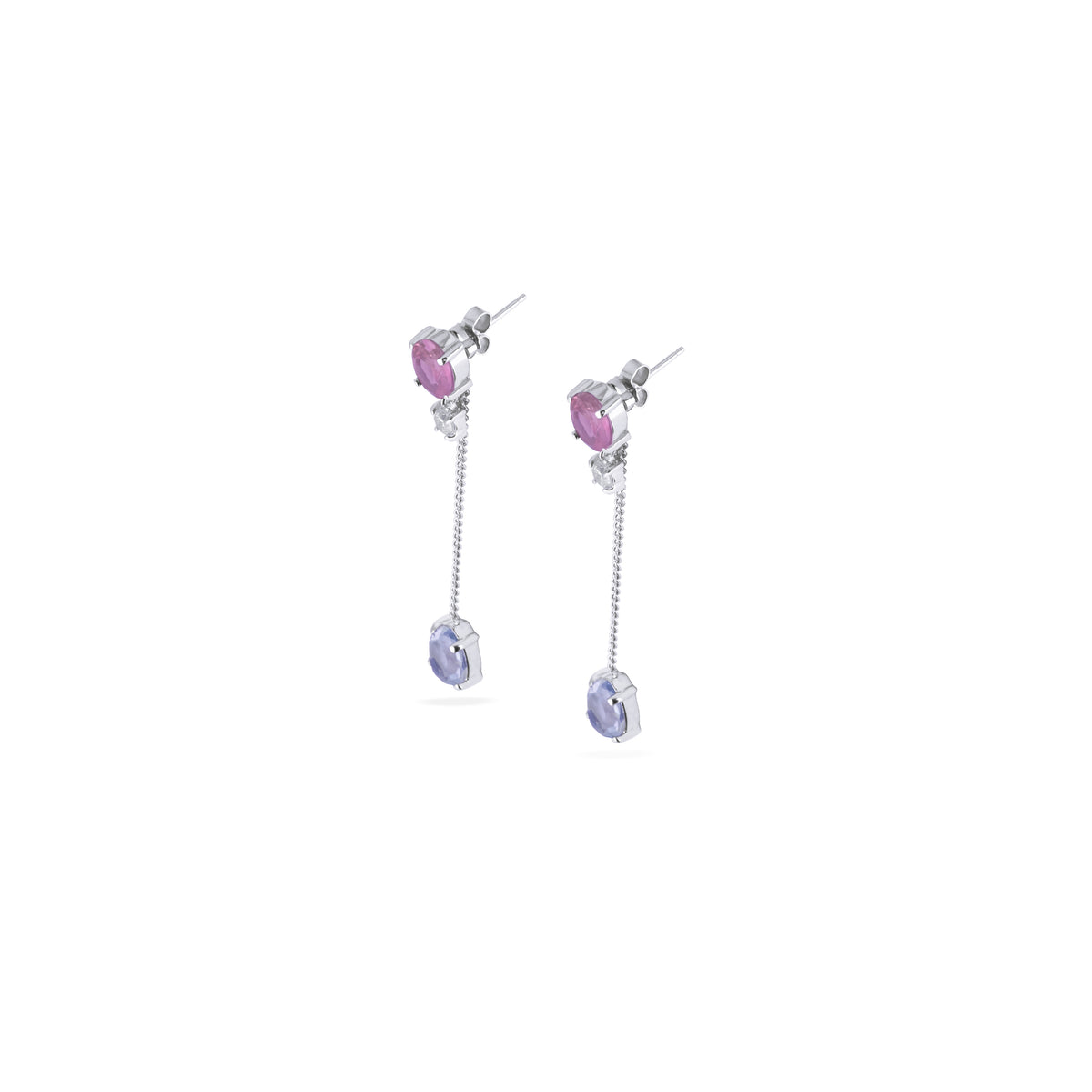 Anting Perak Stud dengan Rantai Koleksi Confetti Sterling Silver 925