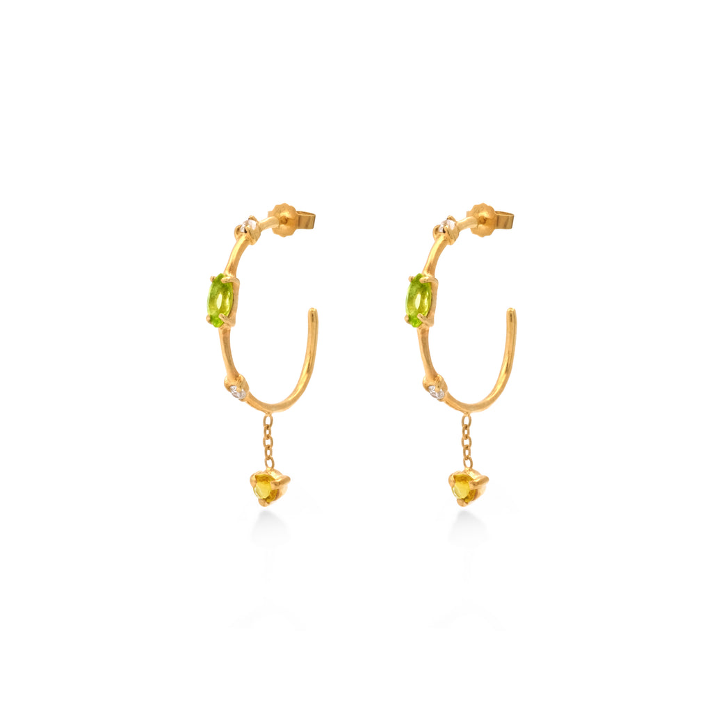 Prong Setting Sterling Silver 925 Gold Plated Hoop Earrings