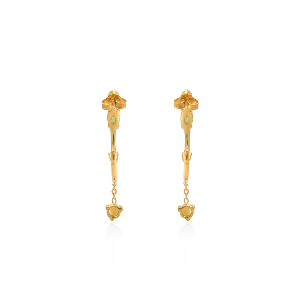 Prong Setting Sterling Silver 925 Gold Plated Hoop Earrings