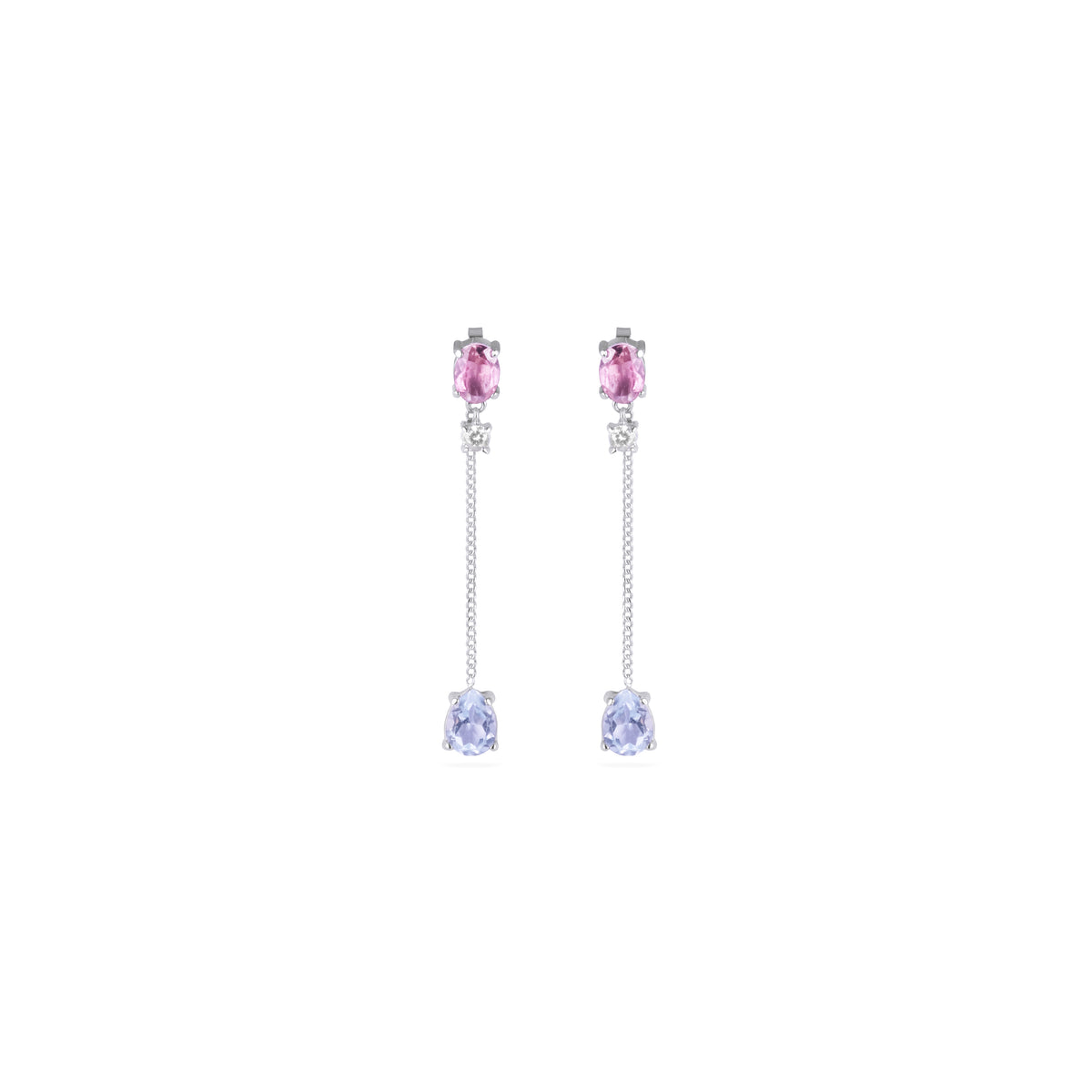Anting Perak Stud dengan Rantai Koleksi Confetti Sterling Silver 925