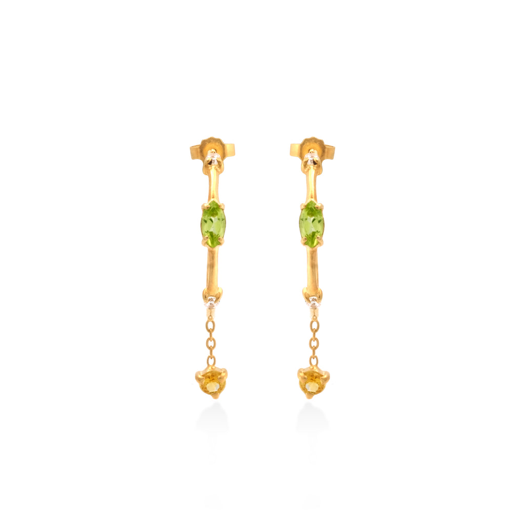 Prong Setting Sterling Silver 925 Gold Plated Hoop Earrings