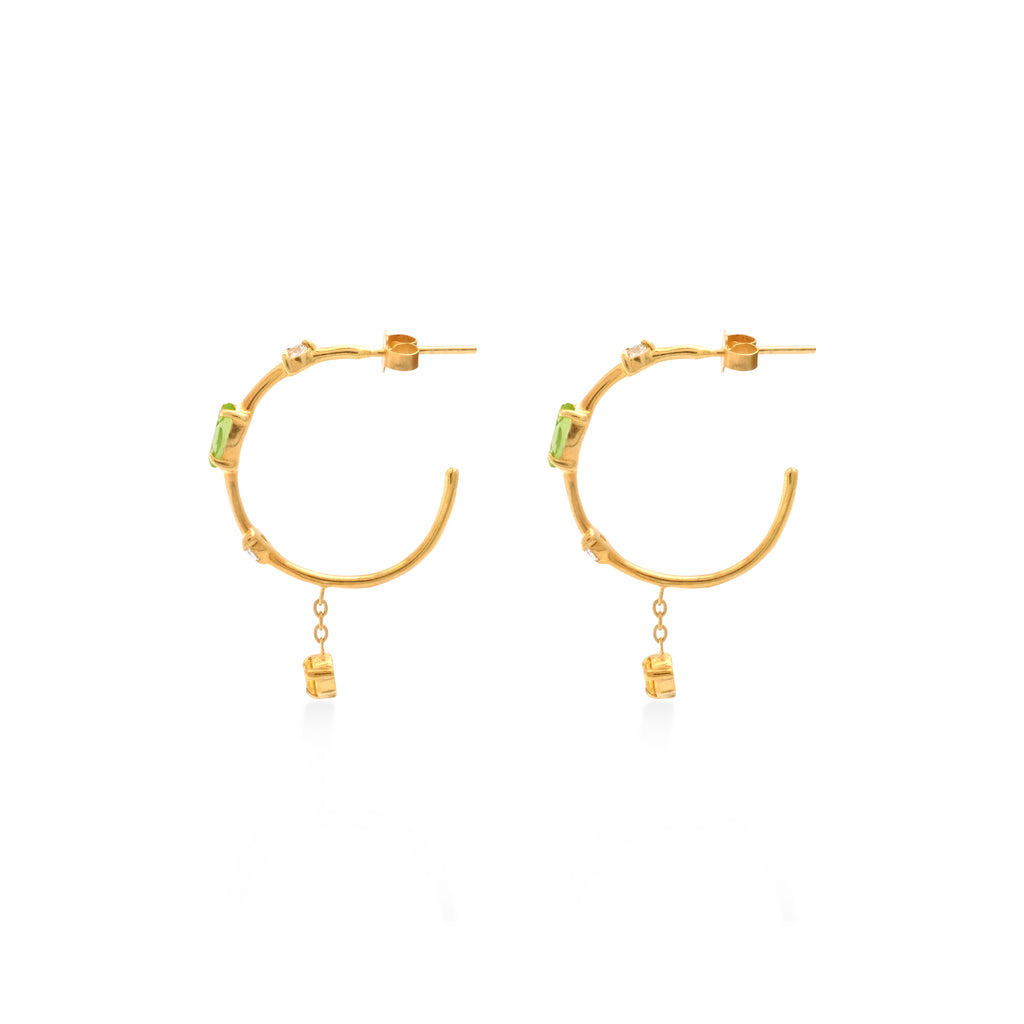 Prong Setting Sterling Silver 925 Gold Plated Hoop Earrings