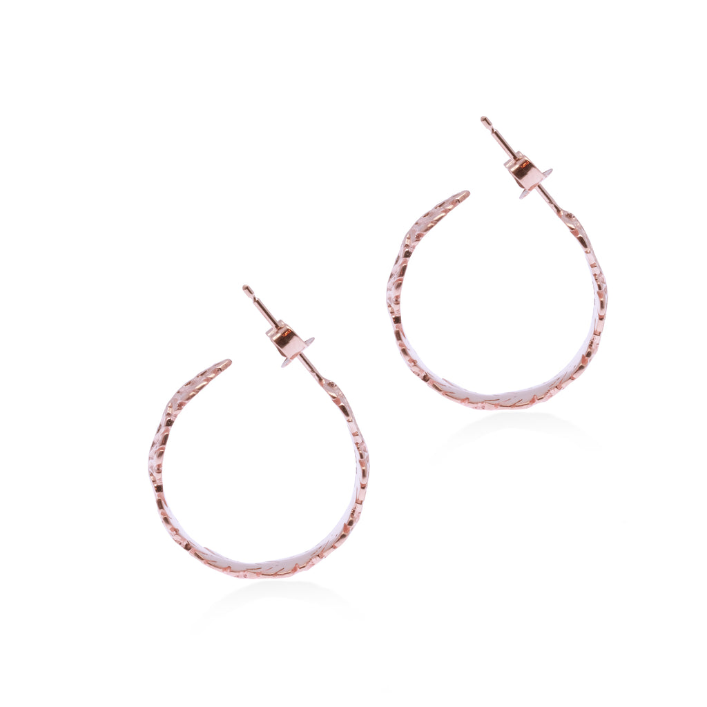 925 Silver Mini Monstera Hoop Earrings Rose Gold Plated
