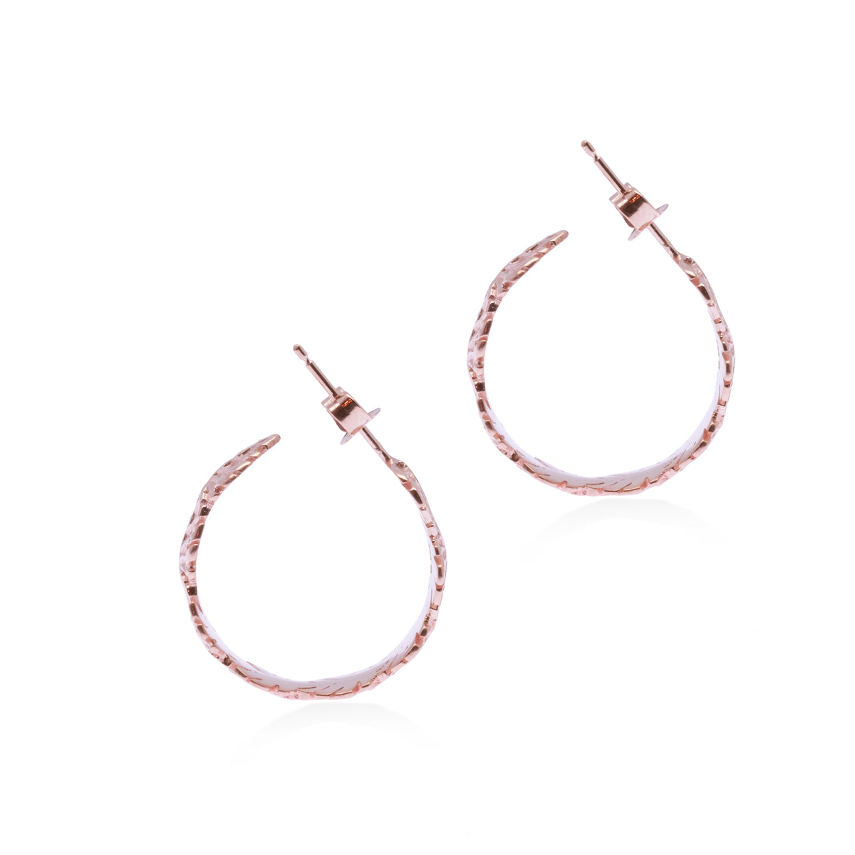 Anting Hoop Mini Perak 925 Monstera Rose Gold Plated