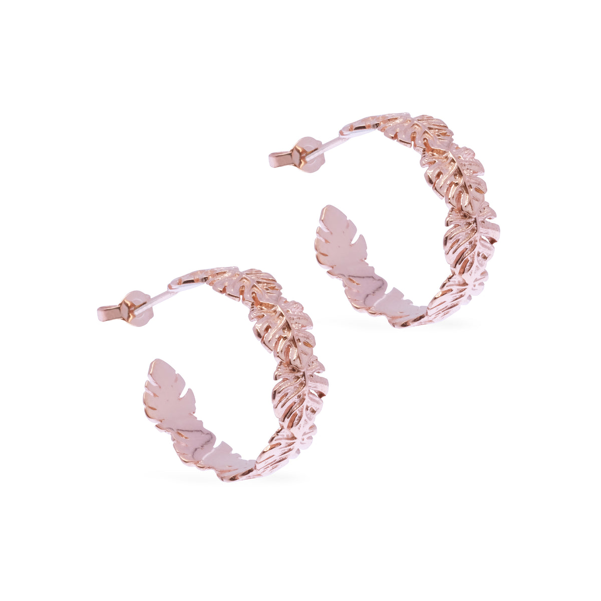 Anting Hoop Mini Perak 925 Monstera Rose Gold Plated