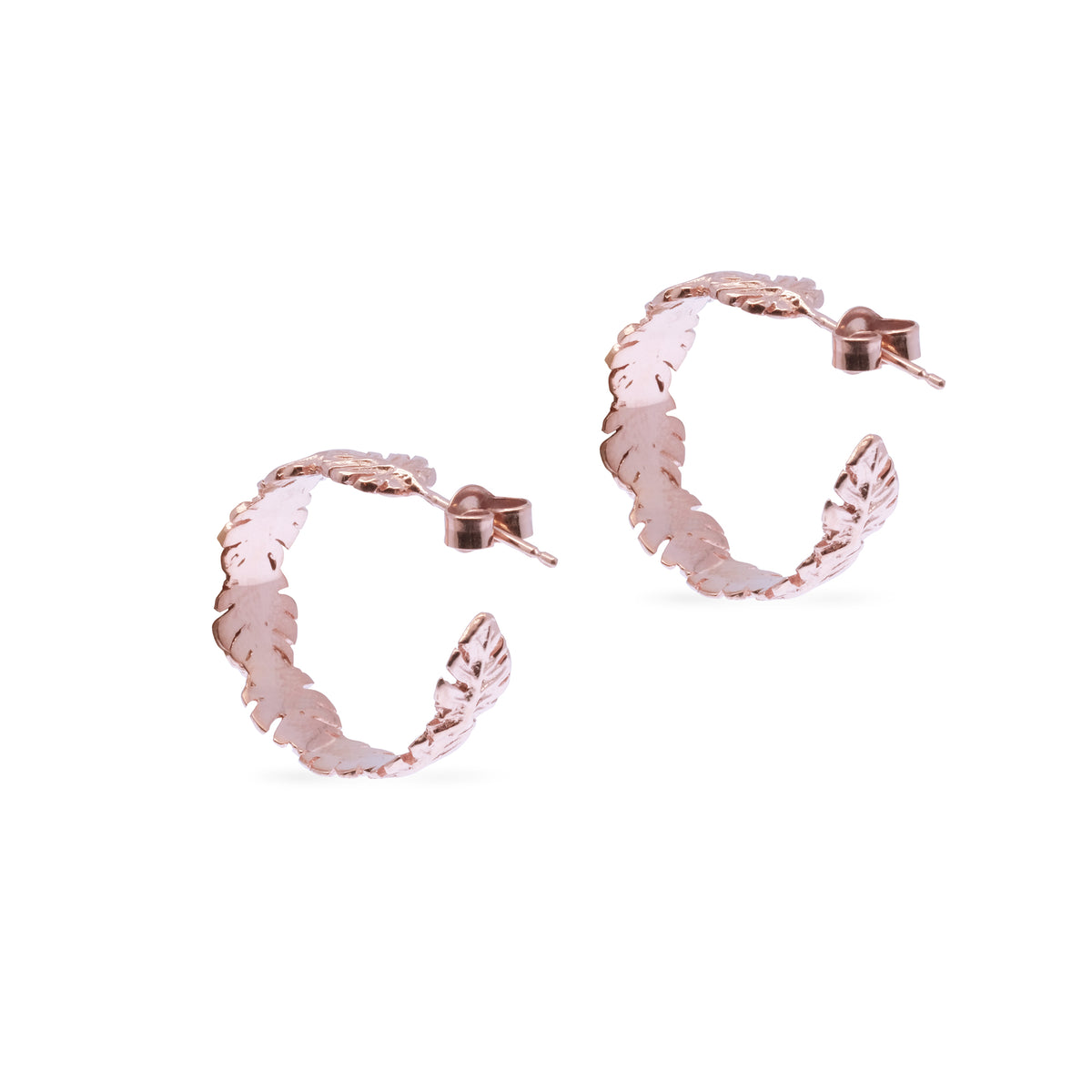 Anting Hoop Mini Perak 925 Monstera Rose Gold Plated
