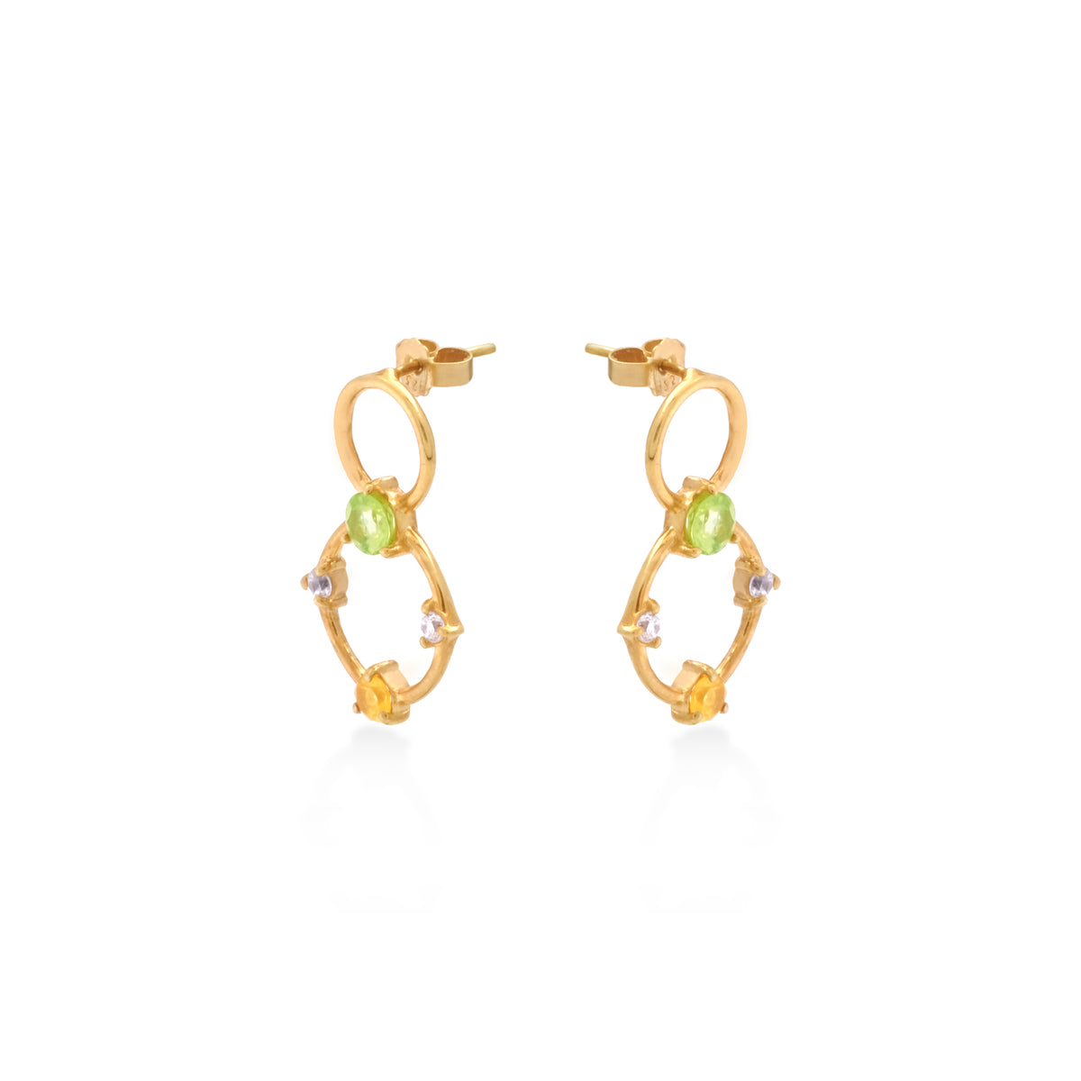Anting Stud Koleksi Prong Sterling Silver 925 Gold Plated