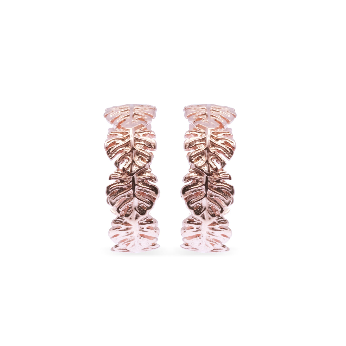 Anting Hoop Mini Perak 925 Monstera Rose Gold Plated