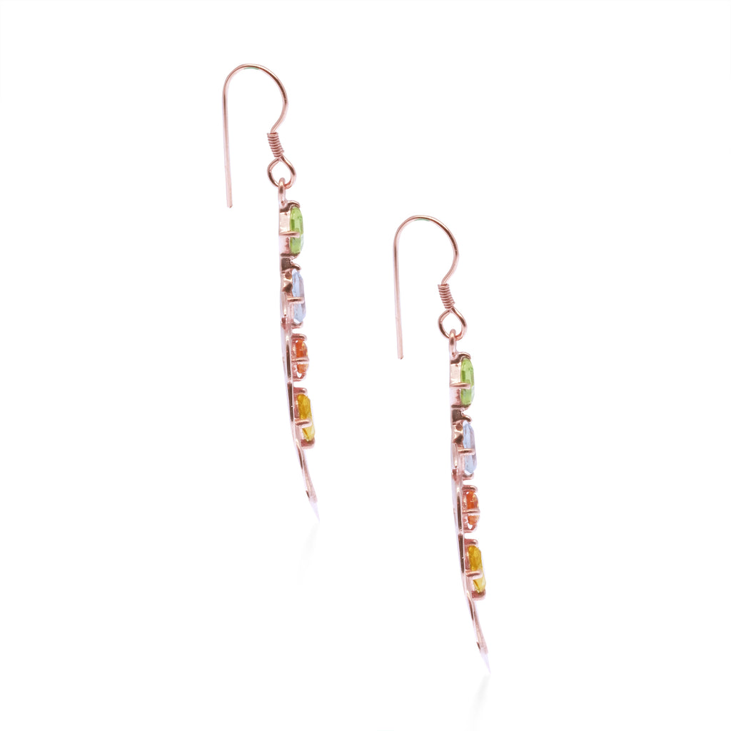 Anting Dangling Perak 925 Monstera Rose Gold Plated
