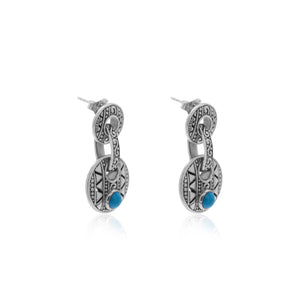 Anting Drop Silver Permata Turquoise Koleksi Batur