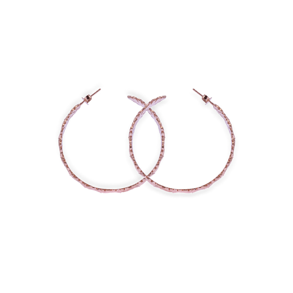 925 Silver Monstera Rose Gold Plated Large Hoop Earrings