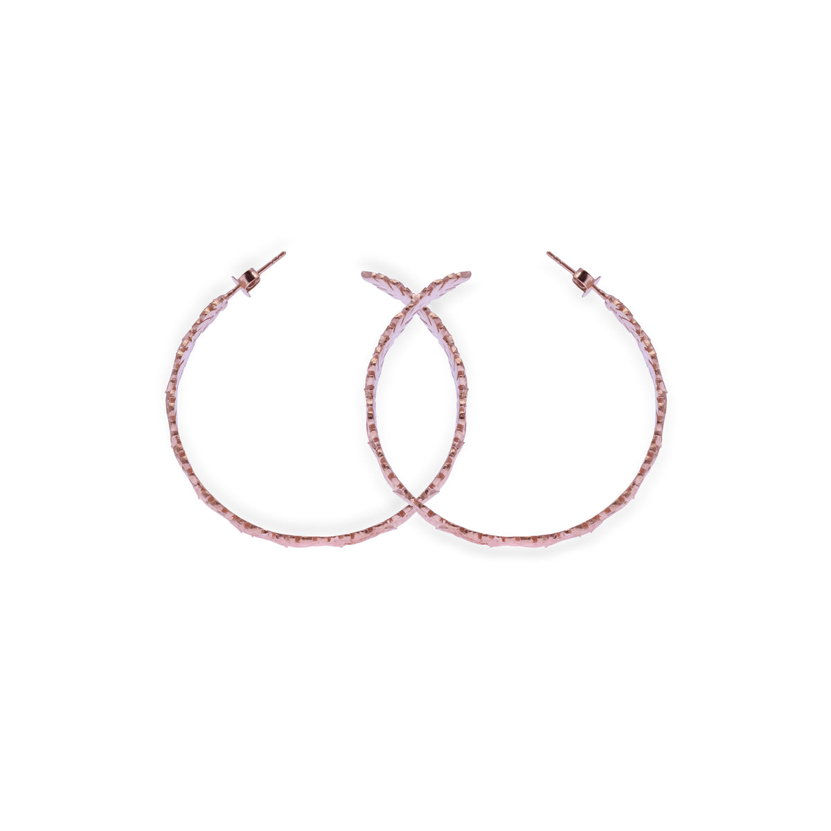 Anting Hoop Besar Perak 925 Monstera Rose Gold Plated