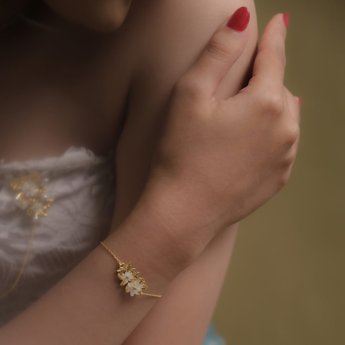 Gelang Rantai Perak Koleksi Mutiara Melati Sterling Silver 925 Gold Plated