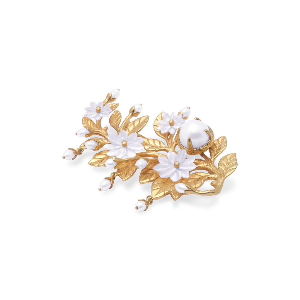 Bross Kecil Sedang Perak Koleksi Mutiara Melati Sterling Silver 925 Gold Plated