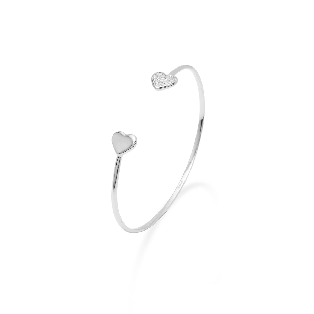 Gelang Cuff Bangle Koleksi Dainty Heart Sterling Silver 925