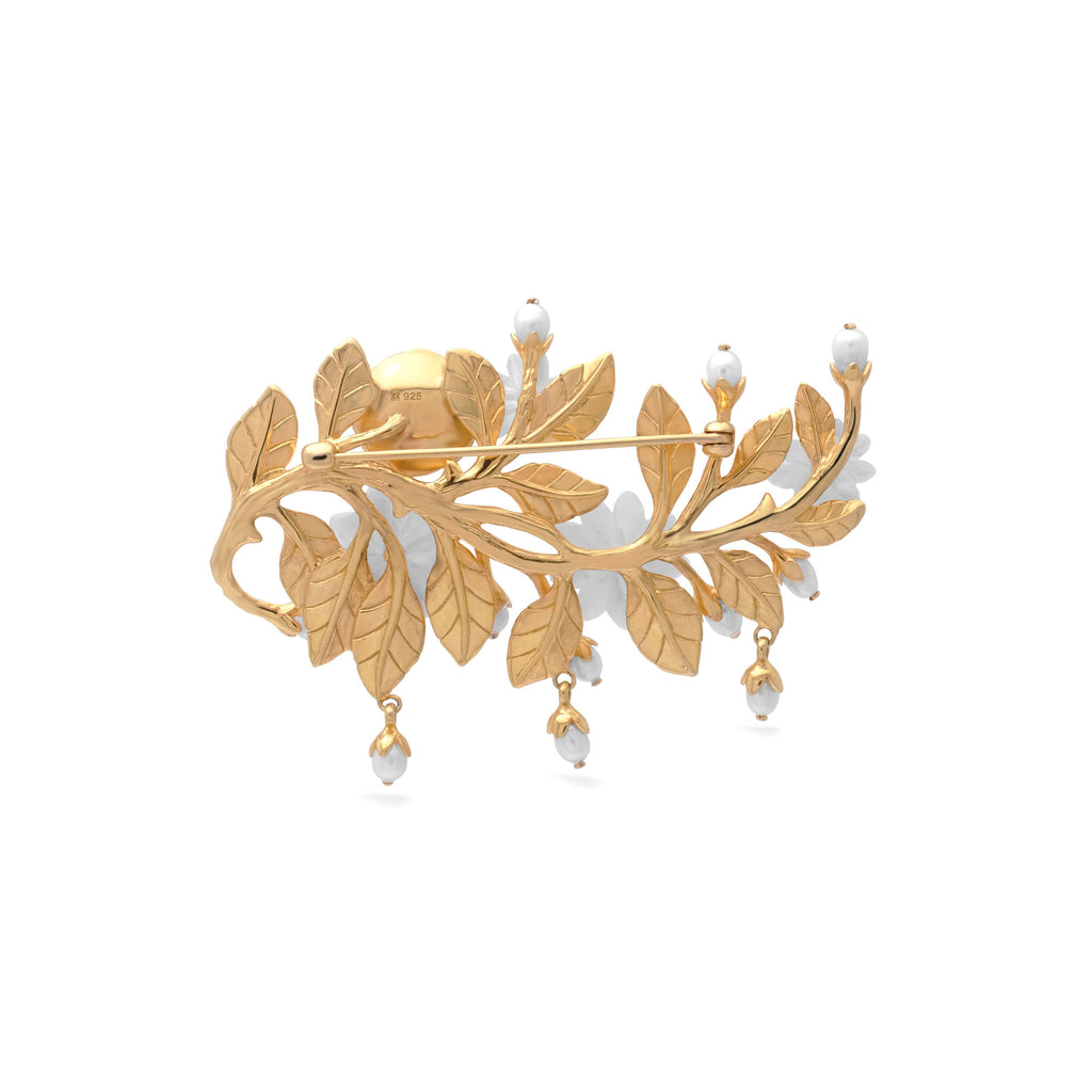 Bross Kecil Sedang Perak Koleksi Mutiara Melati Sterling Silver 925 Gold Plated