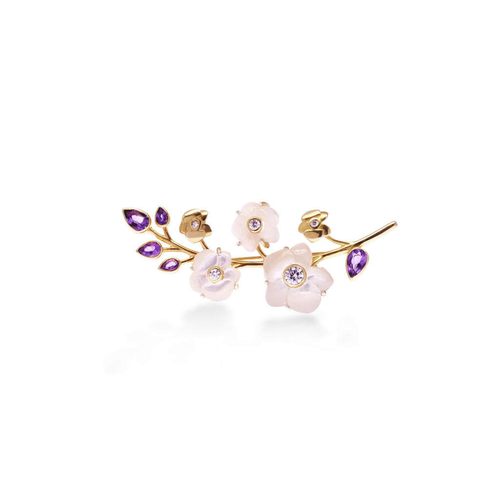 925 Silver Brooch Gold Plated Orchid Collection