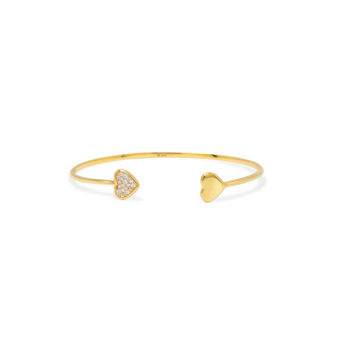 Gelang Cuff Bangle Gold Plated Koleksi Dainty Heart Sterling Silver 925
