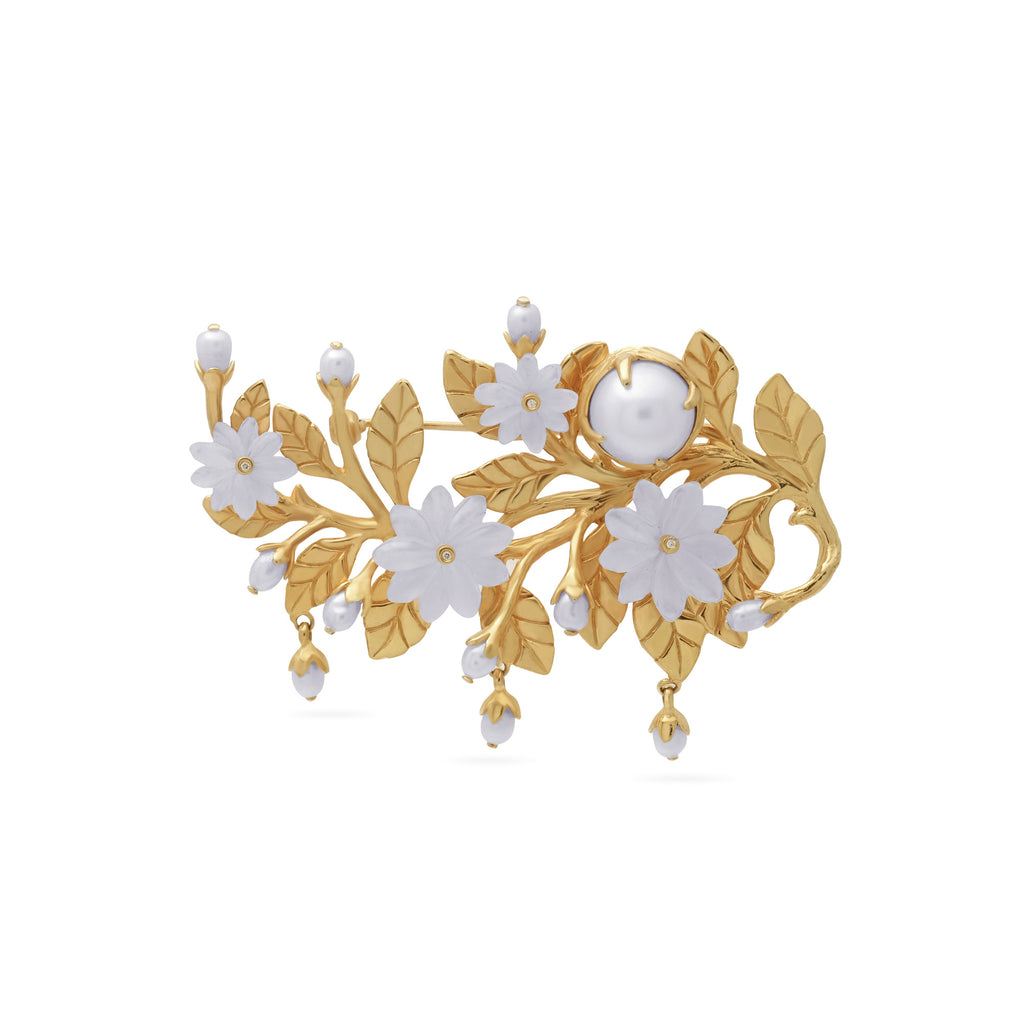 Bross Kecil Sedang Perak Koleksi Mutiara Melati Sterling Silver 925 Gold Plated