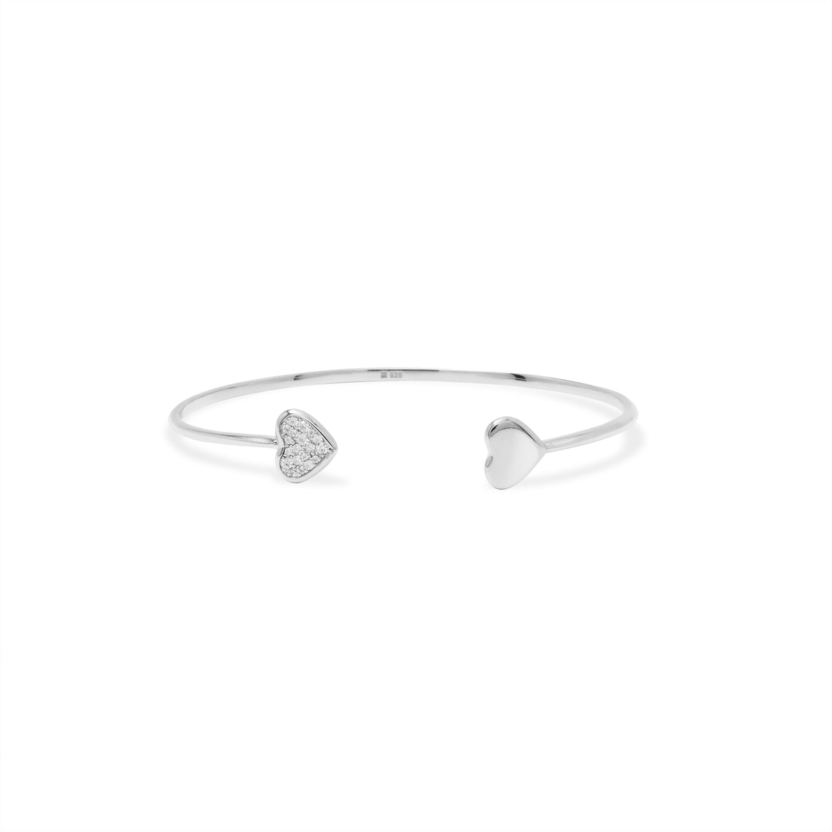 Gelang Cuff Bangle Koleksi Dainty Heart Sterling Silver 925